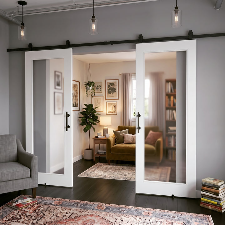 Glass Panel Double Barn Door - DALMATIAN DOORS™ and Woodworking