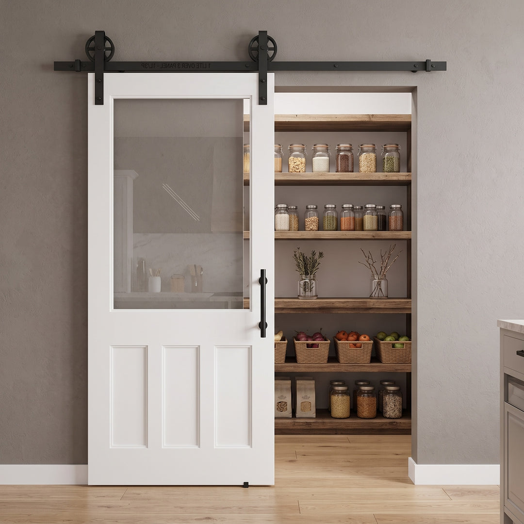 1 Lite Over 3 Wood Panel Barn Door - DALMATIAN DOORS™ and Woodworking