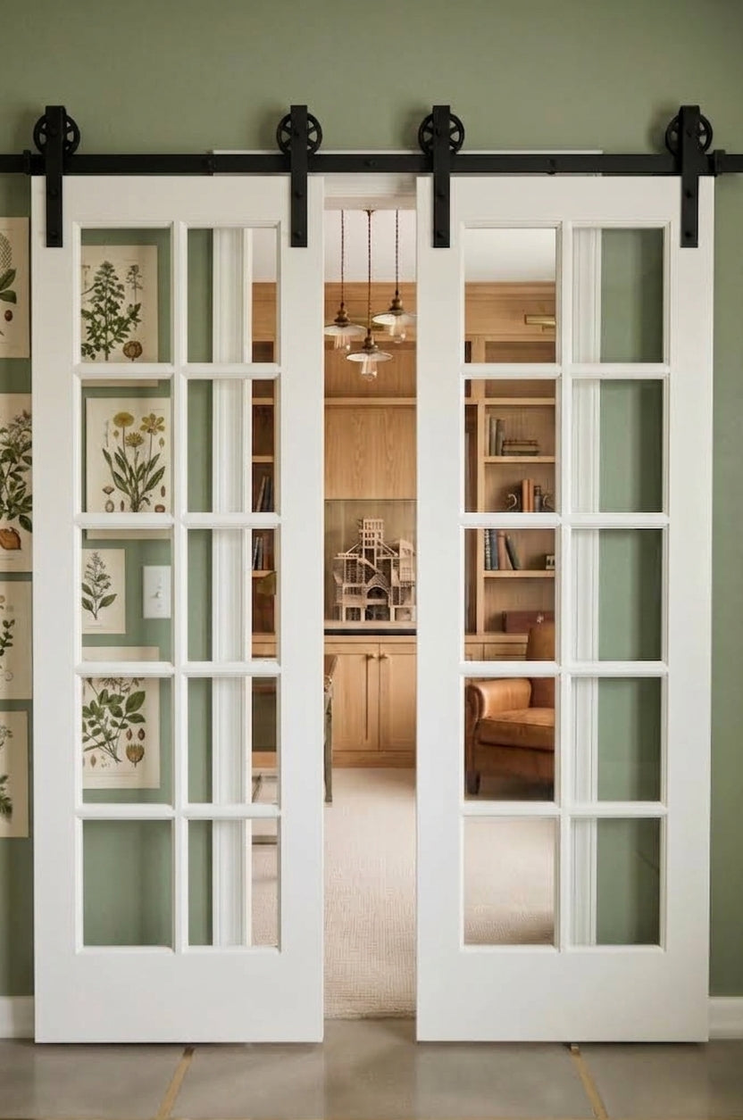 Glass 10 Panel Double Barn Door - DALMATIAN DOORS™ and Woodworking