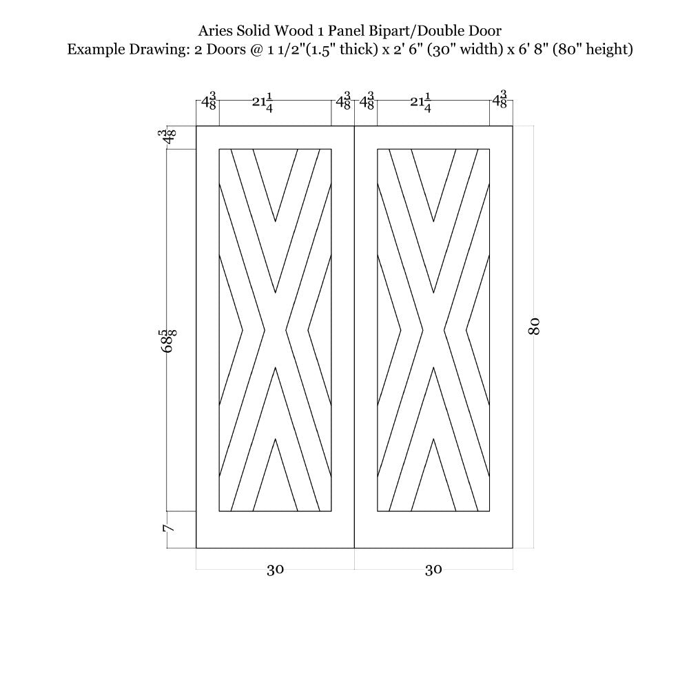 Aries Wood 1 Panel Double Barn Door - DALMATIAN DOORS™ and Woodworking