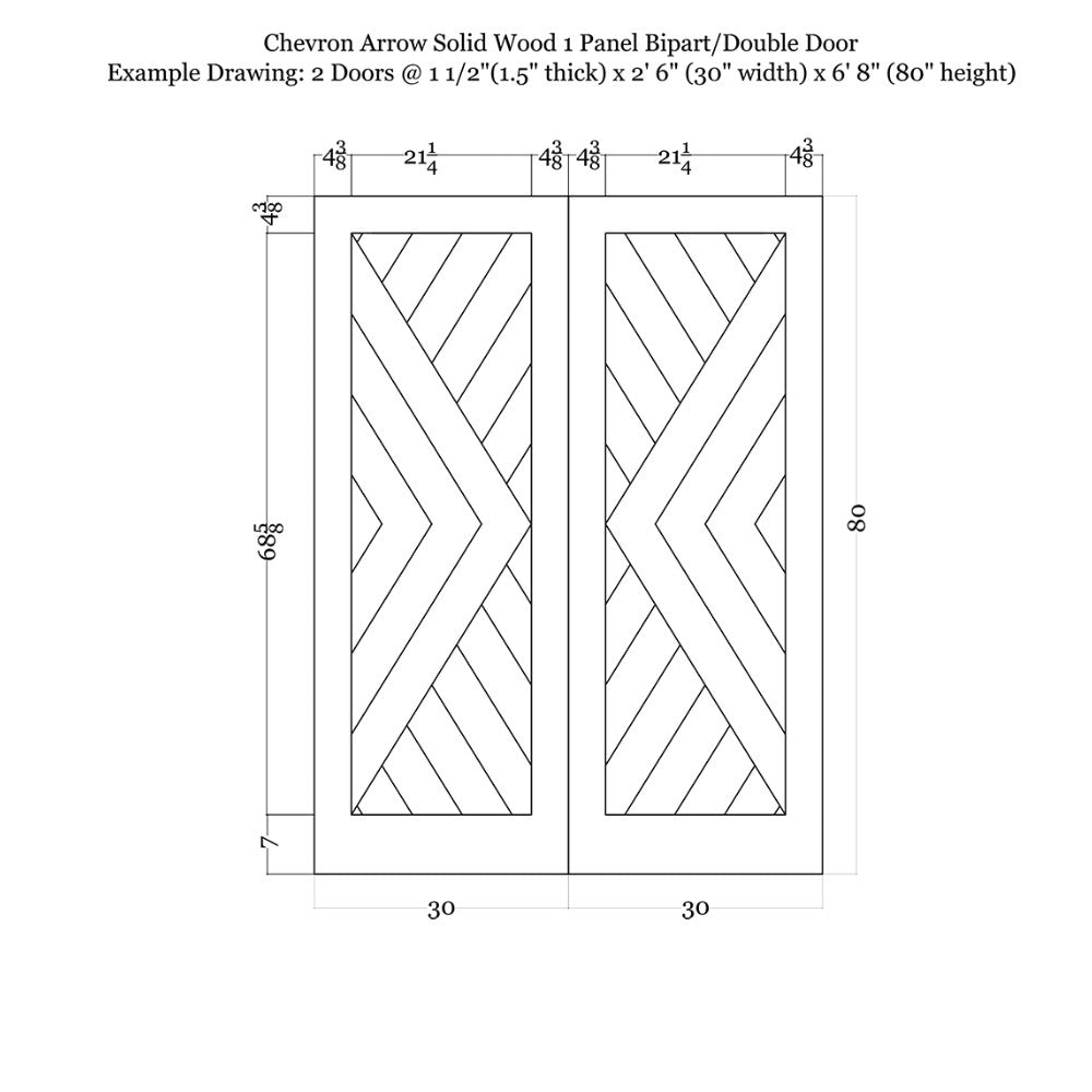 Chevron Arrow Wood 1 Panel Double Barn Door - DALMATIAN DOORS™ and Woodworking