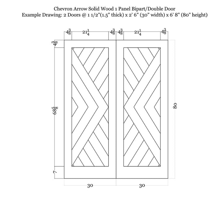 Chevron Arrow Wood 1 Panel Double Barn Door - DALMATIAN DOORS™ and Woodworking