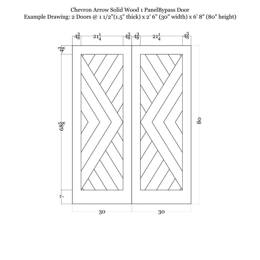 Chevron Arrow Wood 1 Panel Bypass Barn Door - DALMATIAN DOORS™ and Woodworking