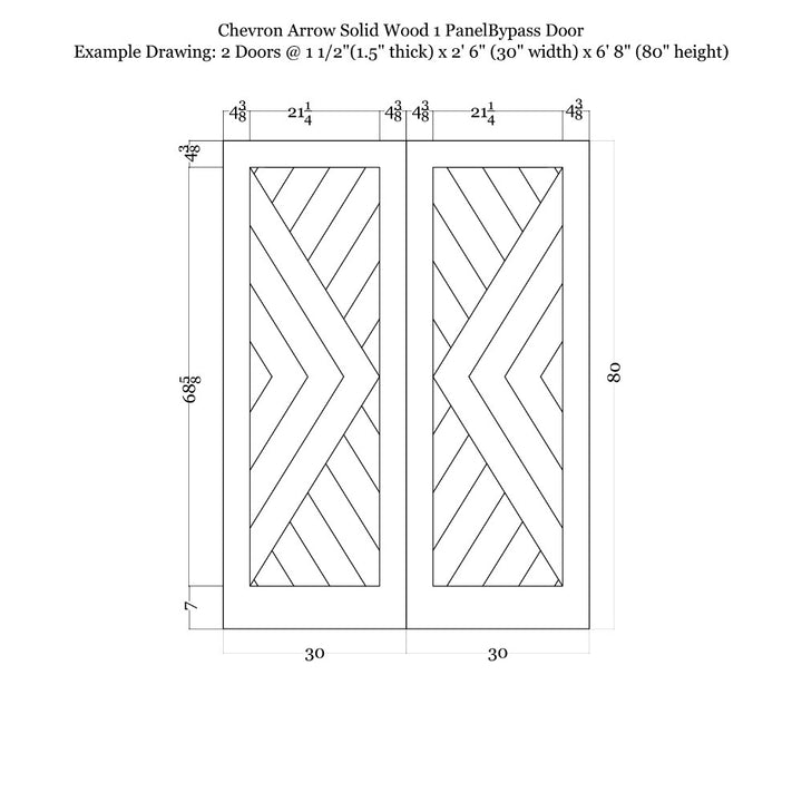 Chevron Arrow Wood 1 Panel Bypass Barn Door - DALMATIAN DOORS™ and Woodworking
