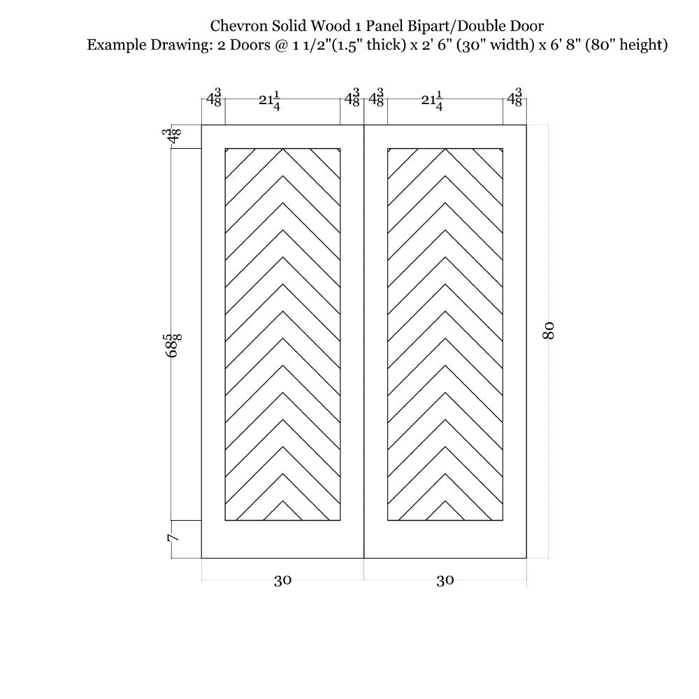 Chevron Wood One Panel Double Barn Door - DALMATIAN DOORS™ and Woodworking
