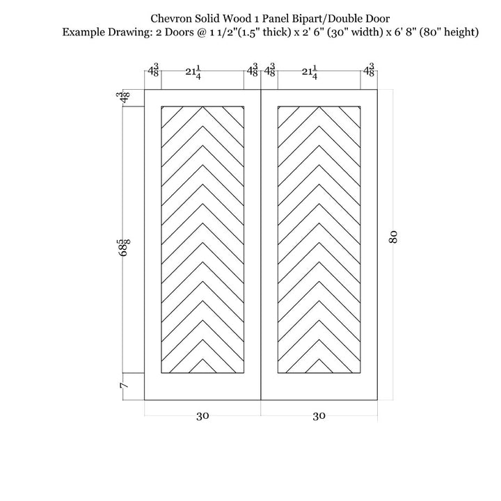 Chevron Wood One Panel Double Barn Door - DALMATIAN DOORS™ and Woodworking