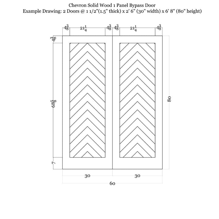 Chevron Wood 1 Panel Bypass Barn Door - DALMATIAN DOORS™ and Woodworking