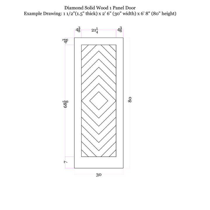 Diamond Wood 1 Panel Barn Door - DALMATIAN DOORS™ and Woodworking