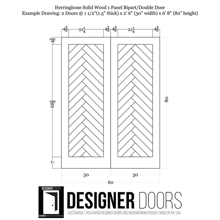 Herringbone Wood 1 Panel Double Barn Door - DALMATIAN DOORS™ and Woodworking