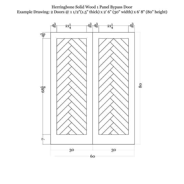 Herringbone Wood 1 Panel Bypass Barn Door - DALMATIAN DOORS™ and Woodworking