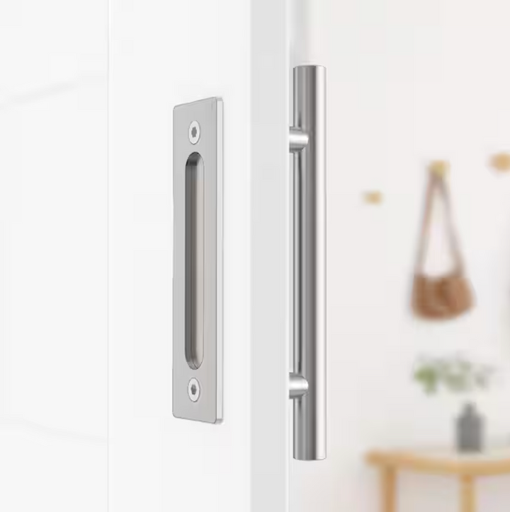 12 inch Round Stainless Handle with  8 5/8 inch Flush Pull - DALMATIAN DOORS™ and Woodworking