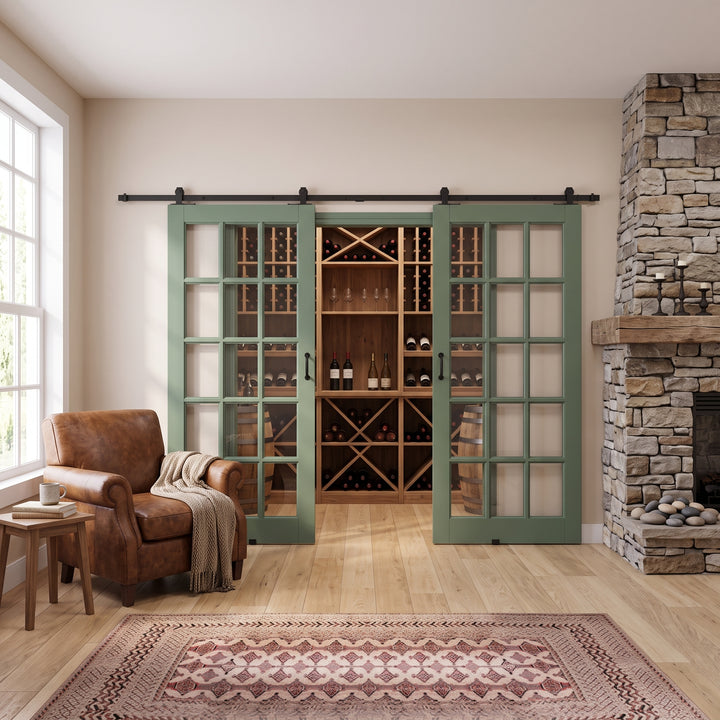 Glass 15 Panel Double Barn Door - DALMATIAN DOORS™ and Woodworking