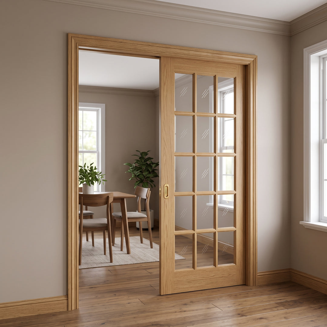 15 Lite Glass Pocket Door - DALMATIAN DOORS™ and Woodworking