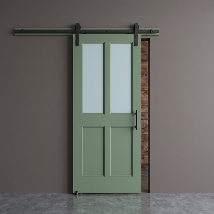 2 Lite Over 2 Wood Panel Barn Door - DALMATIAN DOORS™ and Woodworking