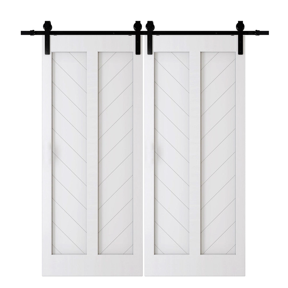 Down Arrow Wood 2 Panel Double Barn Door - DALMATIAN DOORS™ and Woodworking
