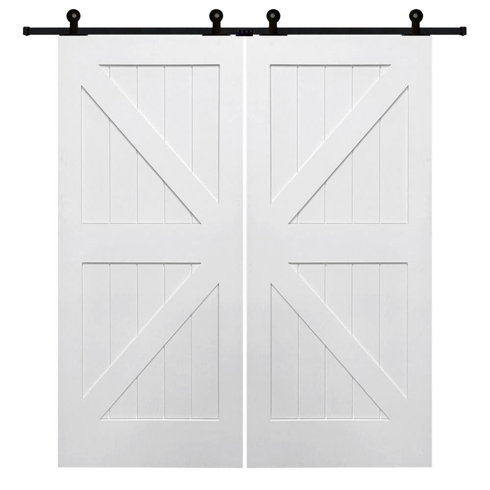British Brace K Design Wood 2 Panel Double Barn Door - DALMATIAN DOORS™ and Woodworking