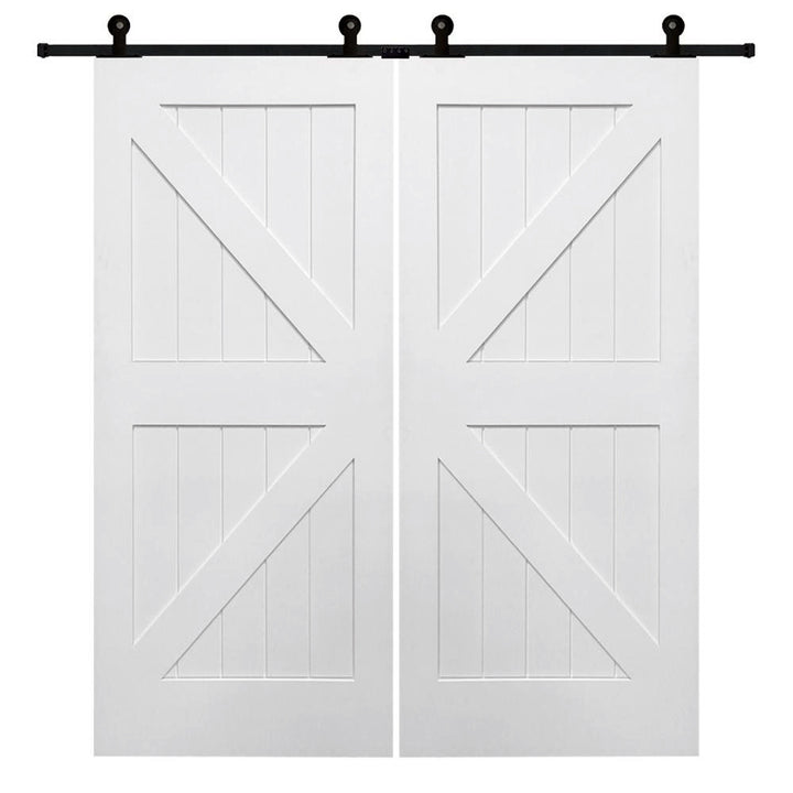 British Brace K Design Wood 2 Panel Double Barn Door - DALMATIAN DOORS™ and Woodworking