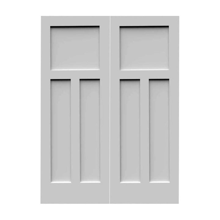 Wood 3 Panel Craftsman Double Barn Door - DALMATIAN DOORS™ and Woodworking