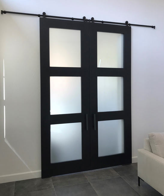 Glass 3 Panel Double Barn Door - DALMATIAN DOORS™ and Woodworking