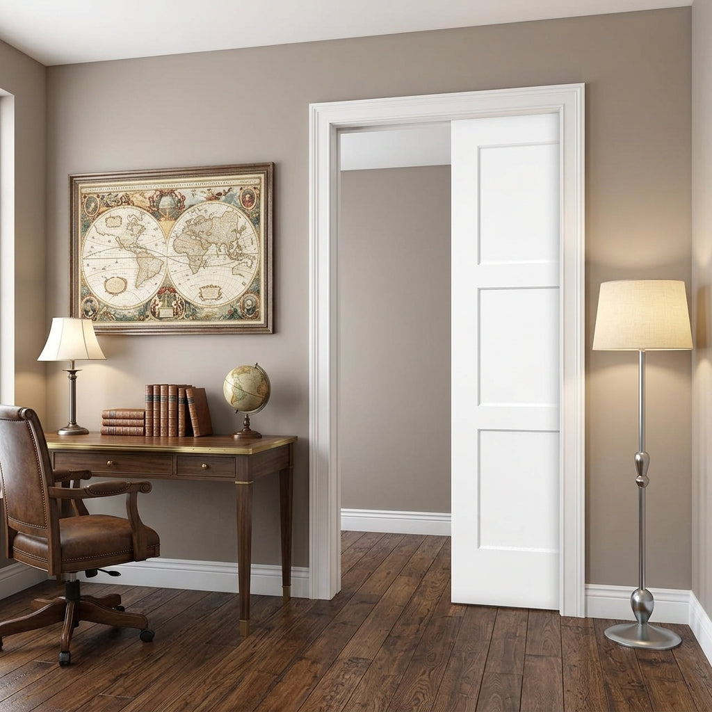 Wood 3 Panel Pocket Door - DALMATIAN DOORS™ and Woodworking