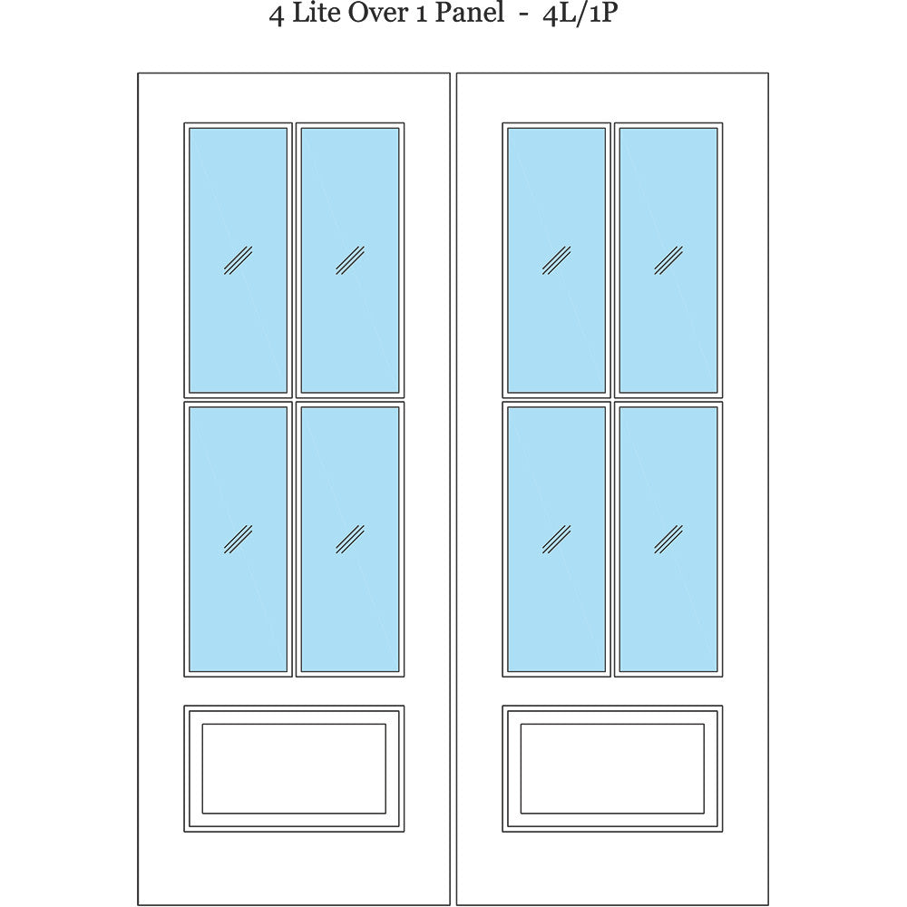 4 Lite Over 1 Wood Panel Double Barn Door - DALMATIAN DOORS™ and Woodworking