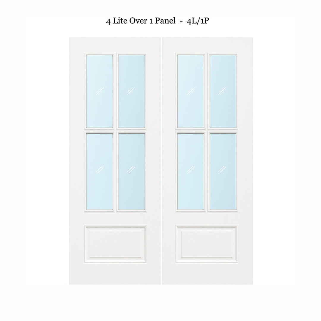 4 Lite Glass Over 1 Wood Panel Bypass Door - DALMATIAN DOORS™ and Woodworking