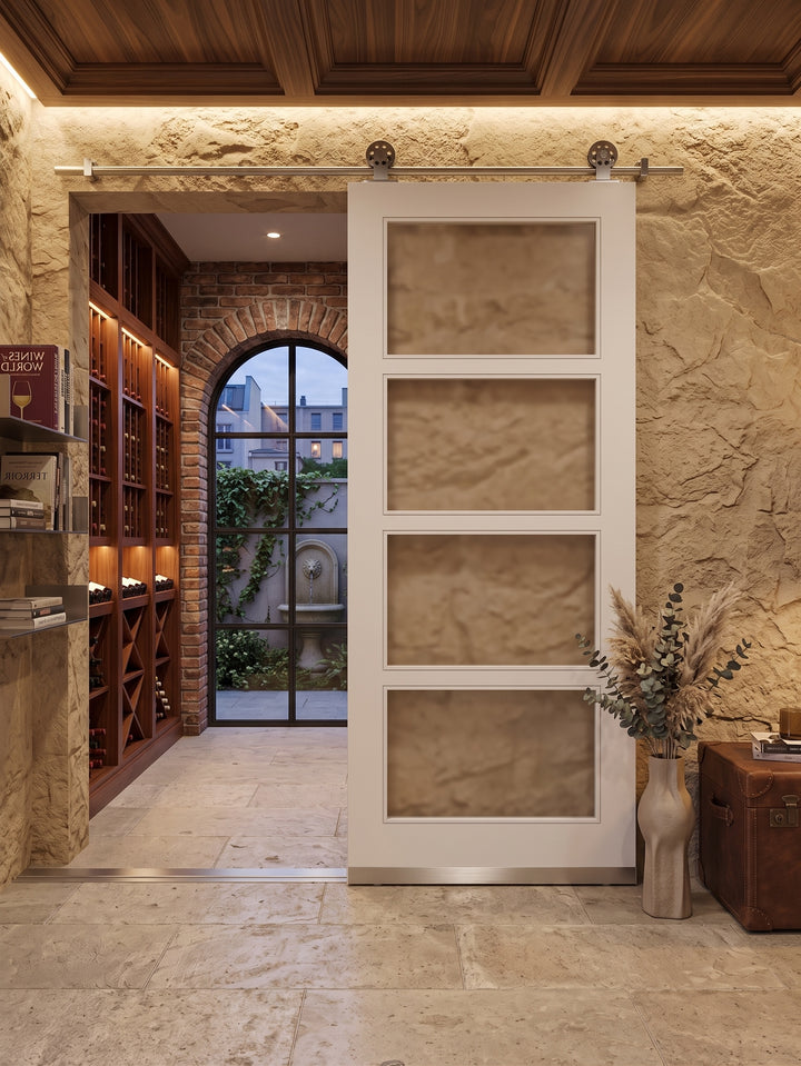 Glass 4 Panel Barn Door - DALMATIAN DOORS™ and Woodworking