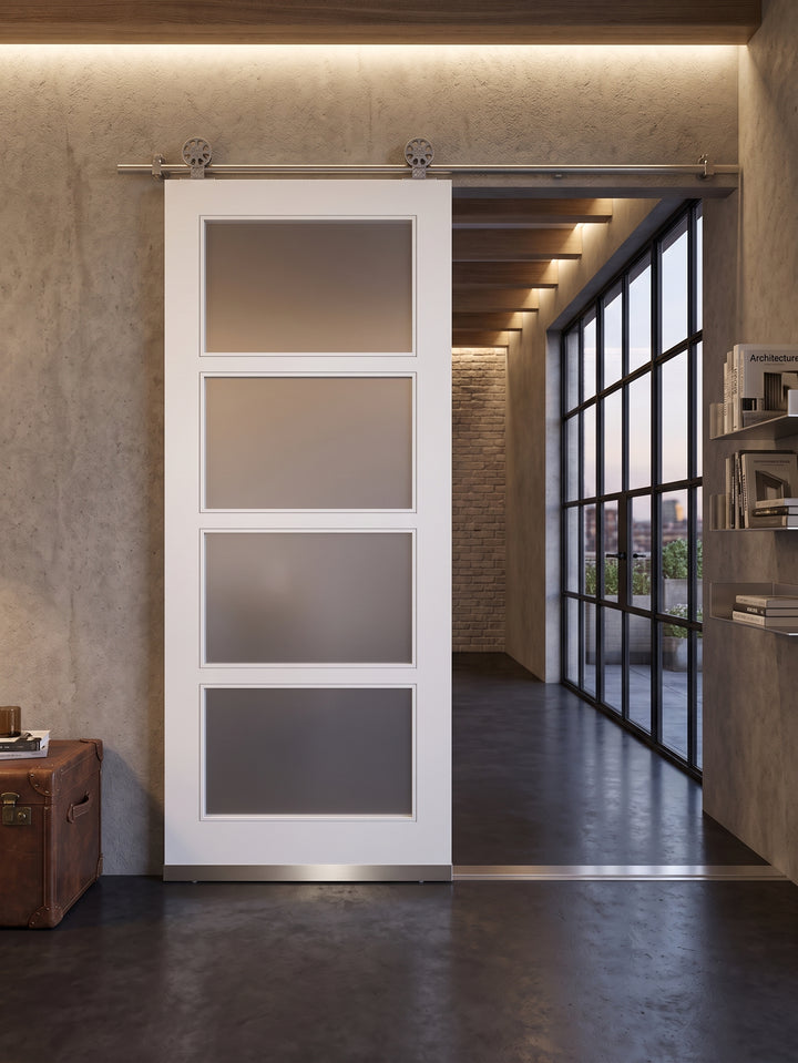 Glass 4 Panel Barn Door - DALMATIAN DOORS™ and Woodworking