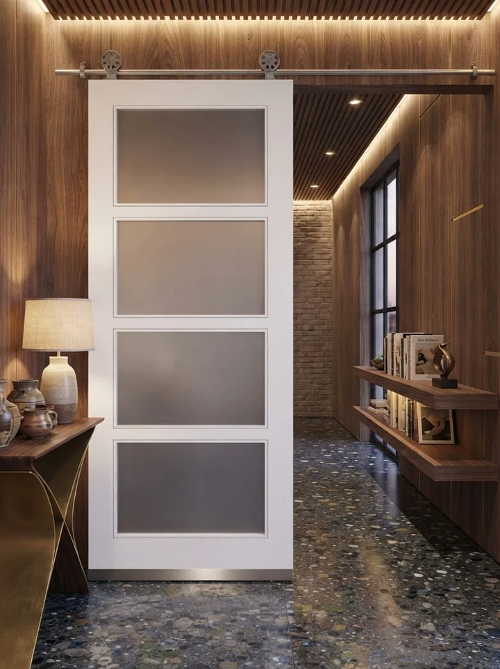 Glass 4 Panel Barn Door - DALMATIAN DOORS™ and Woodworking