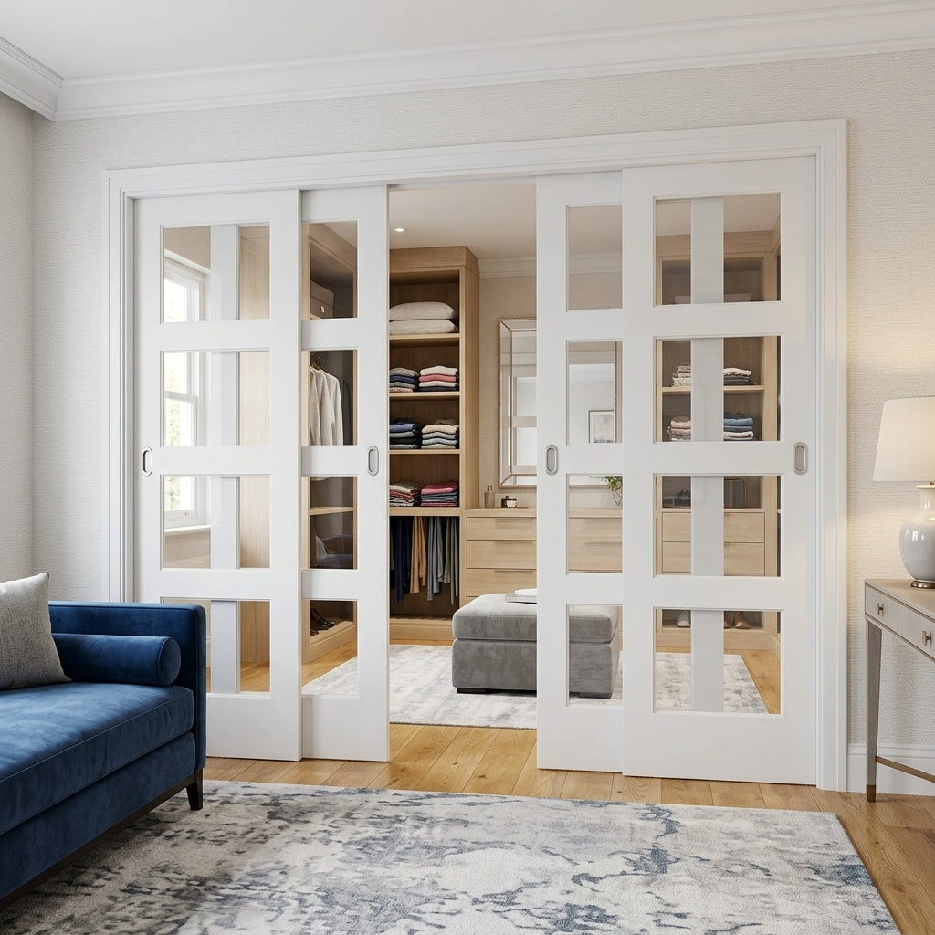 4 Lite Glass Bypass Door - DALMATIAN DOORS™ and Woodworking