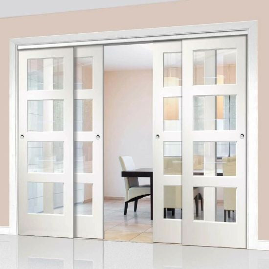 4 Lite Glass Bypass Door - DALMATIAN DOORS™ and Woodworking