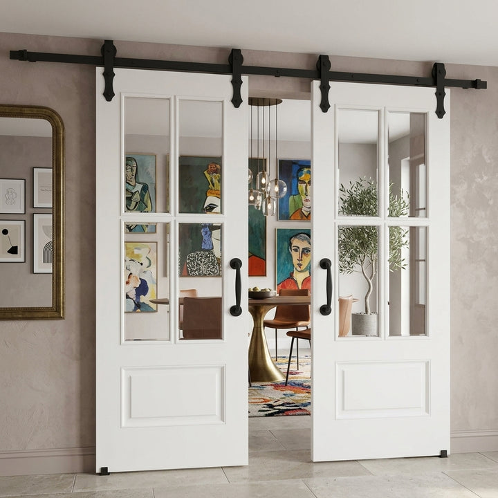 4 Lite Over 1 Wood Panel Double Barn Door - DALMATIAN DOORS™ and Woodworking