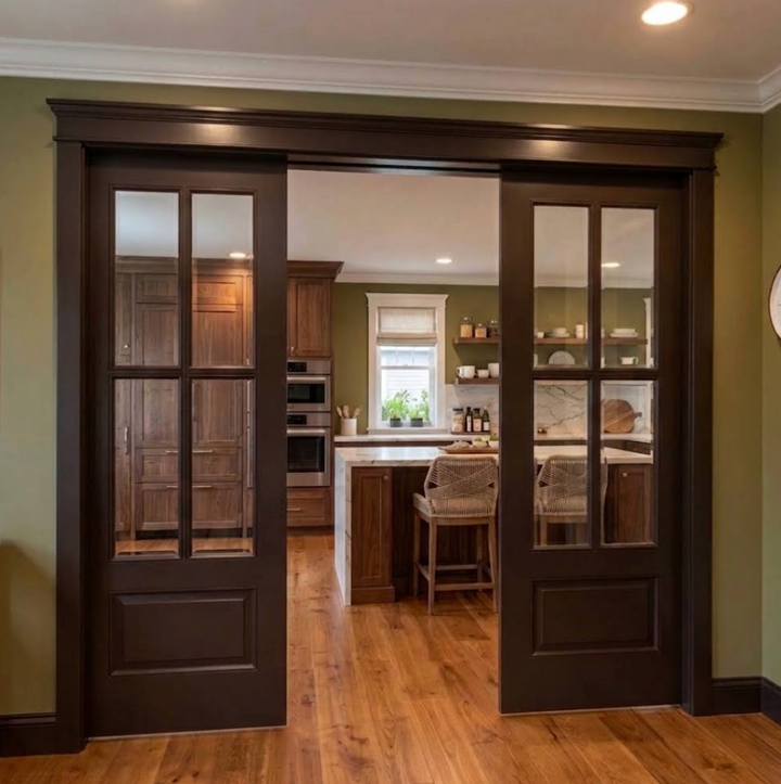 4 Lite Glass Over 1 Wood Panel Pocket Door - DALMATIAN DOORS™ and Woodworking