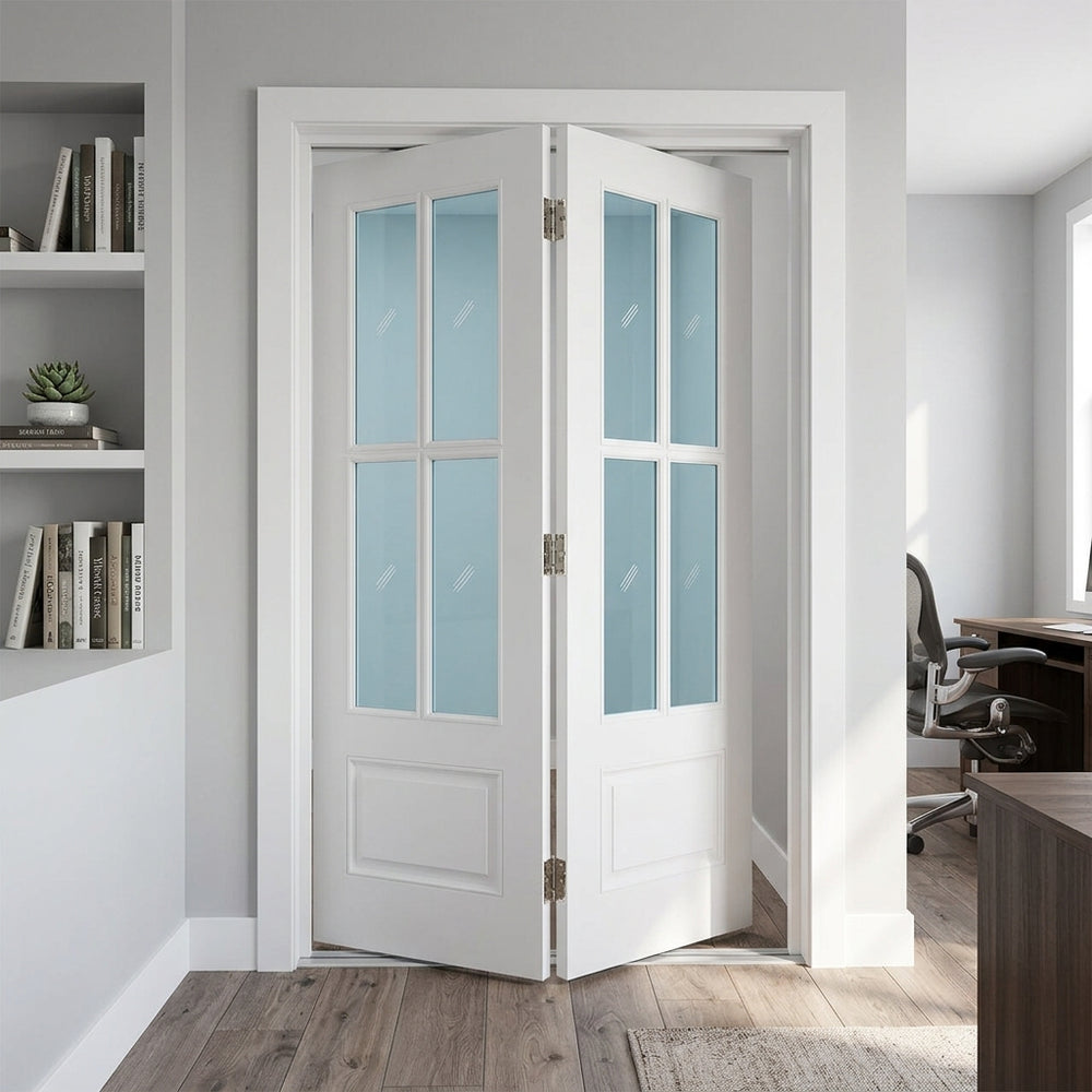 4 Lite Glass Over 1 Wood Panel Bifold Door - DALMATIAN DOORS™ and Woodworking