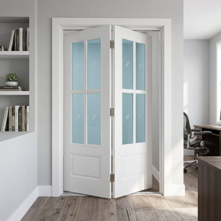 4 Lite Glass Over 1 Wood Panel Bifold Door - DALMATIAN DOORS™ and Woodworking