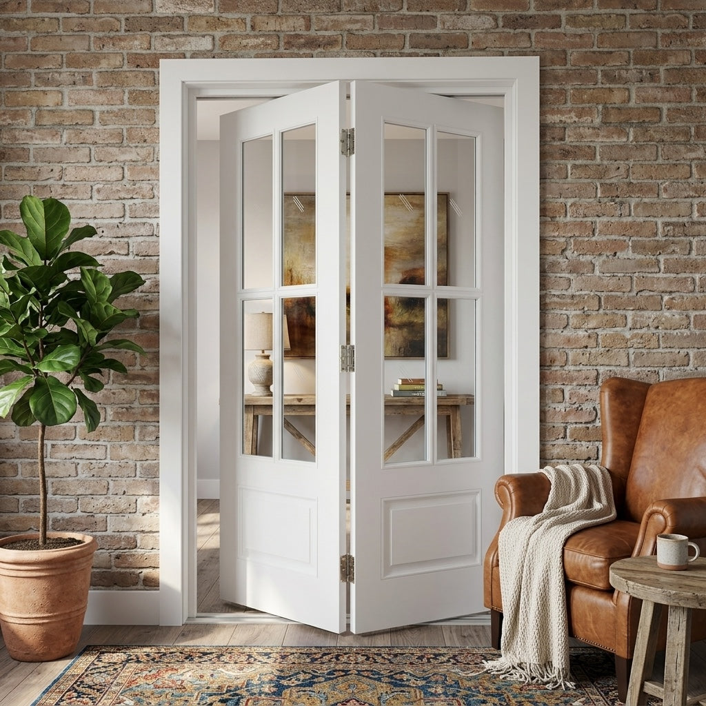 4 Lite Glass Over 1 Wood Panel Bifold Door - DALMATIAN DOORS™ and Woodworking