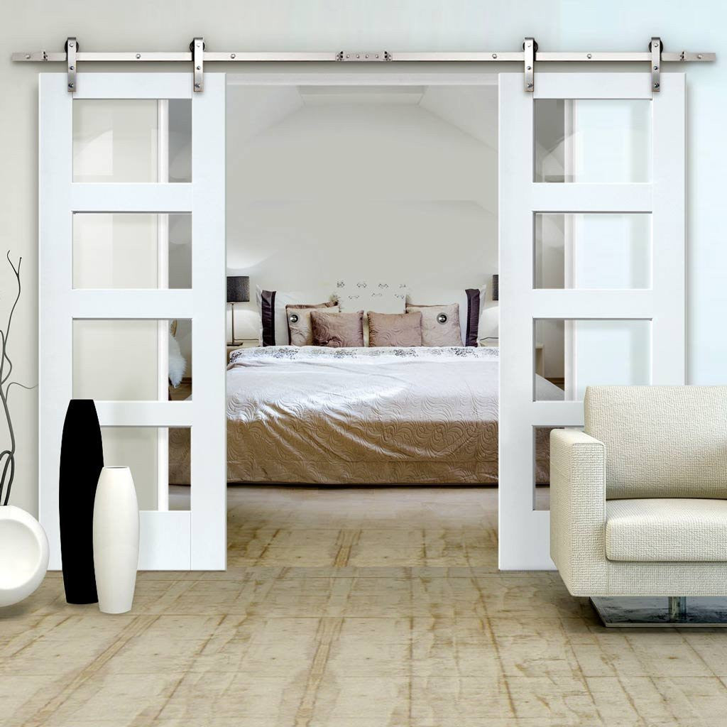 Glass 4 Panel Double Barn Door - DALMATIAN DOORS™ and Woodworking