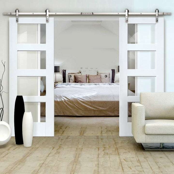 Glass 4 Panel Double Barn Door - DALMATIAN DOORS™ and Woodworking