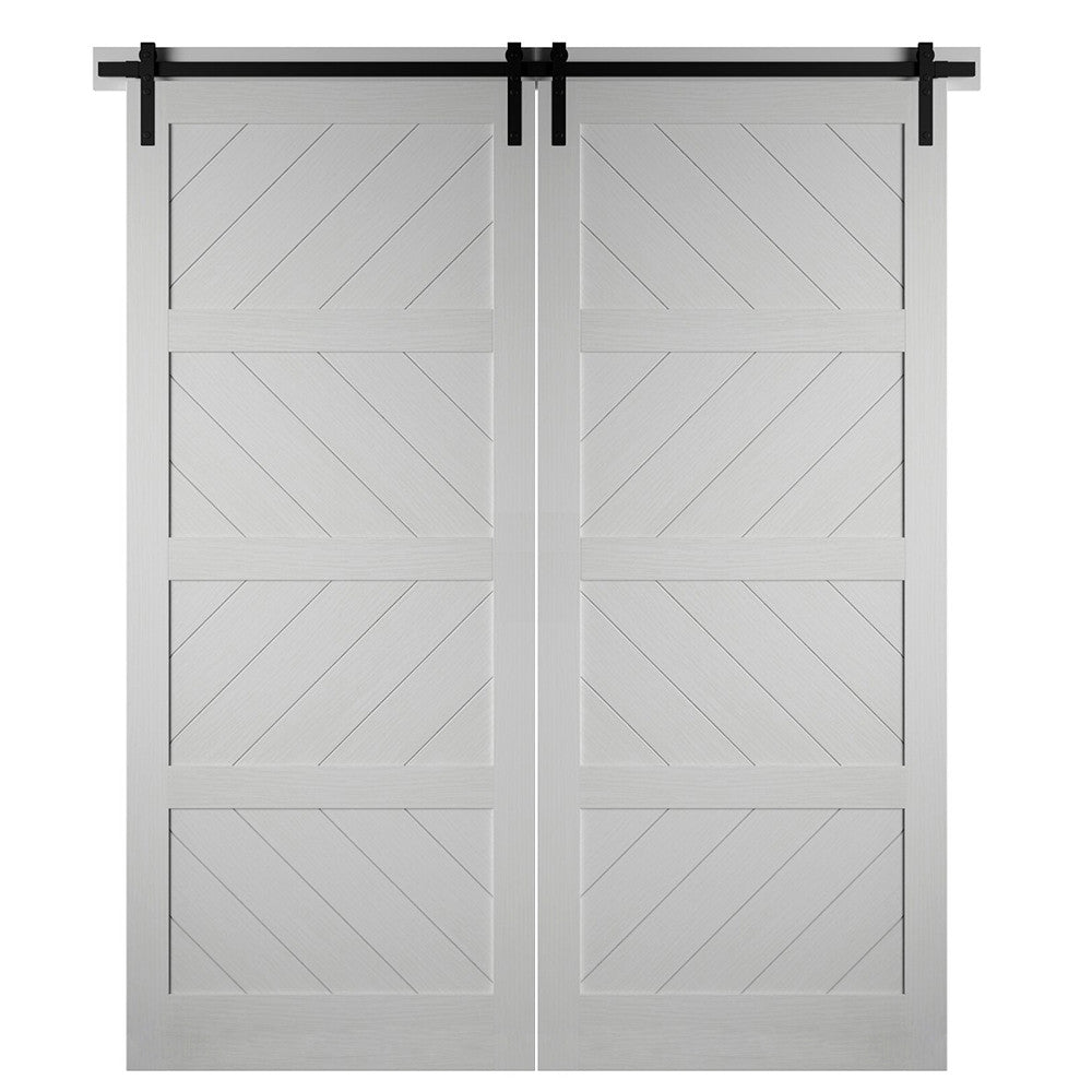 Left and Right Arrow Wood 4 Panel Double Barn Door - DALMATIAN DOORS™ and Woodworking