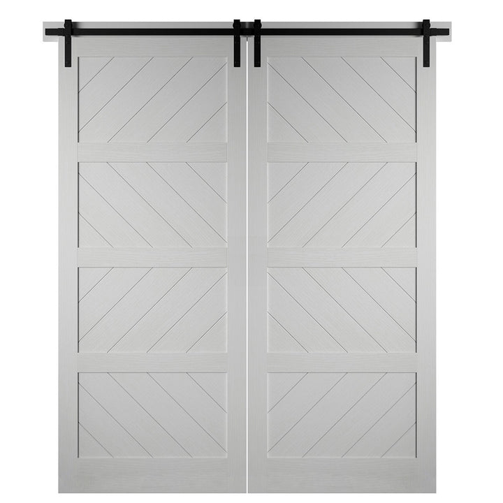 Left and Right Arrow Wood 4 Panel Double Barn Door - DALMATIAN DOORS™ and Woodworking