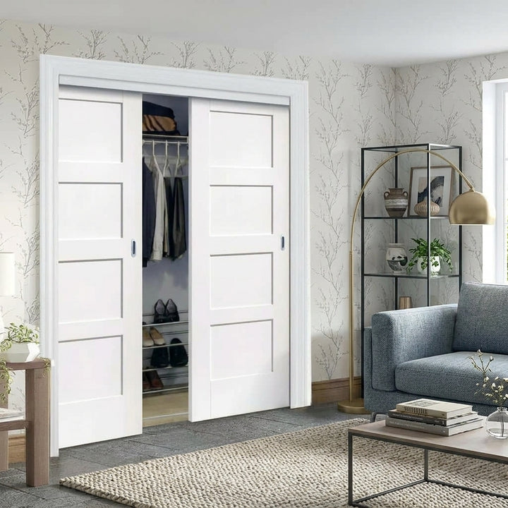 Wood 4 Panel Pocket Door - DALMATIAN DOORS™ and Woodworking