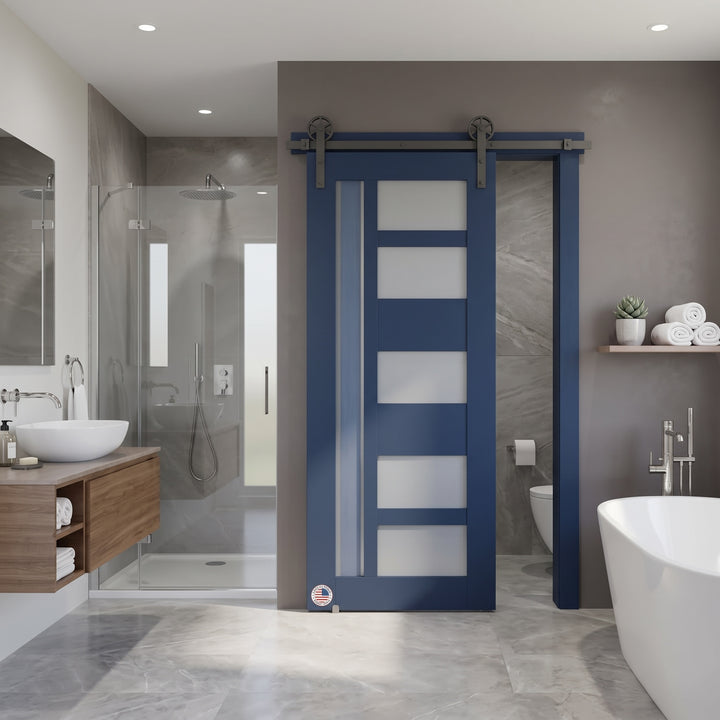Glass 5 Lite Giuseppe Single Barn Door - DALMATIAN DOORS™ and Woodworking