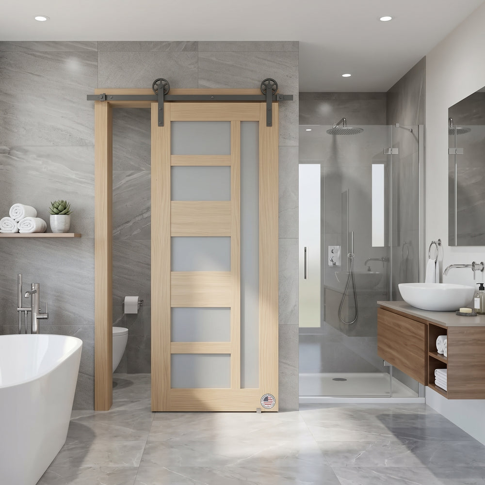 Glass 5 Lite Giuseppe Single Barn Door - DALMATIAN DOORS™ and Woodworking