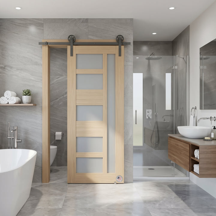 Glass 5 Lite Giuseppe Single Barn Door - DALMATIAN DOORS™ and Woodworking