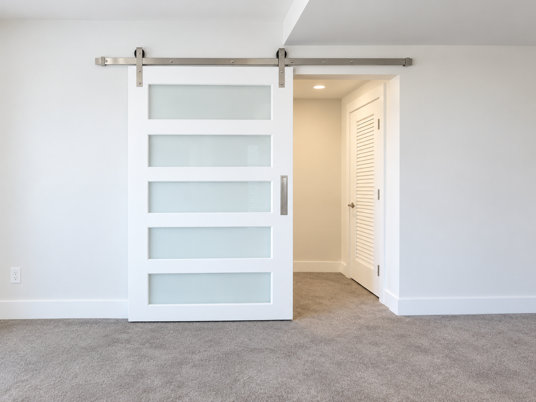 Glass 5 Panel Barn Door - DALMATIAN DOORS™ and Woodworking