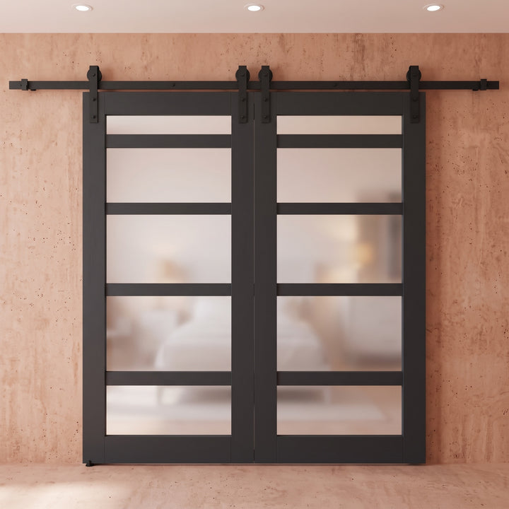 Glass 5 Panel Double Barn Door - DALMATIAN DOORS™ and Woodworking