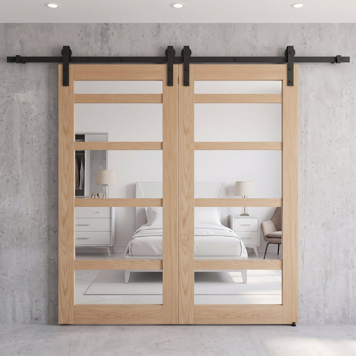 Glass 5 Panel Double Barn Door - DALMATIAN DOORS™ and Woodworking