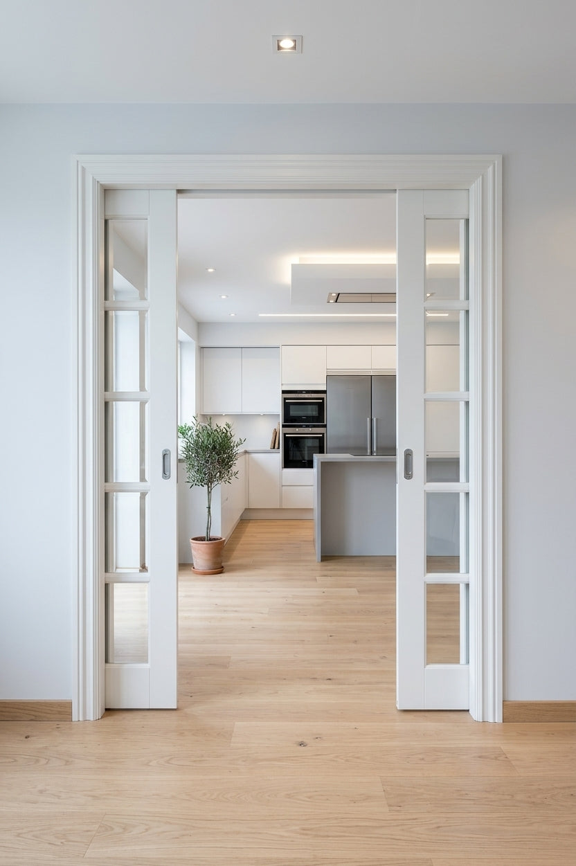 5 Lite Glass Pocket Door - DALMATIAN DOORS™ and Woodworking