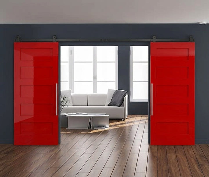 Wood 5 Panel Double Barn Door - DALMATIAN DOORS™ and Woodworking