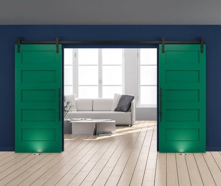 Wood 5 Panel Double Barn Door - DALMATIAN DOORS™ and Woodworking